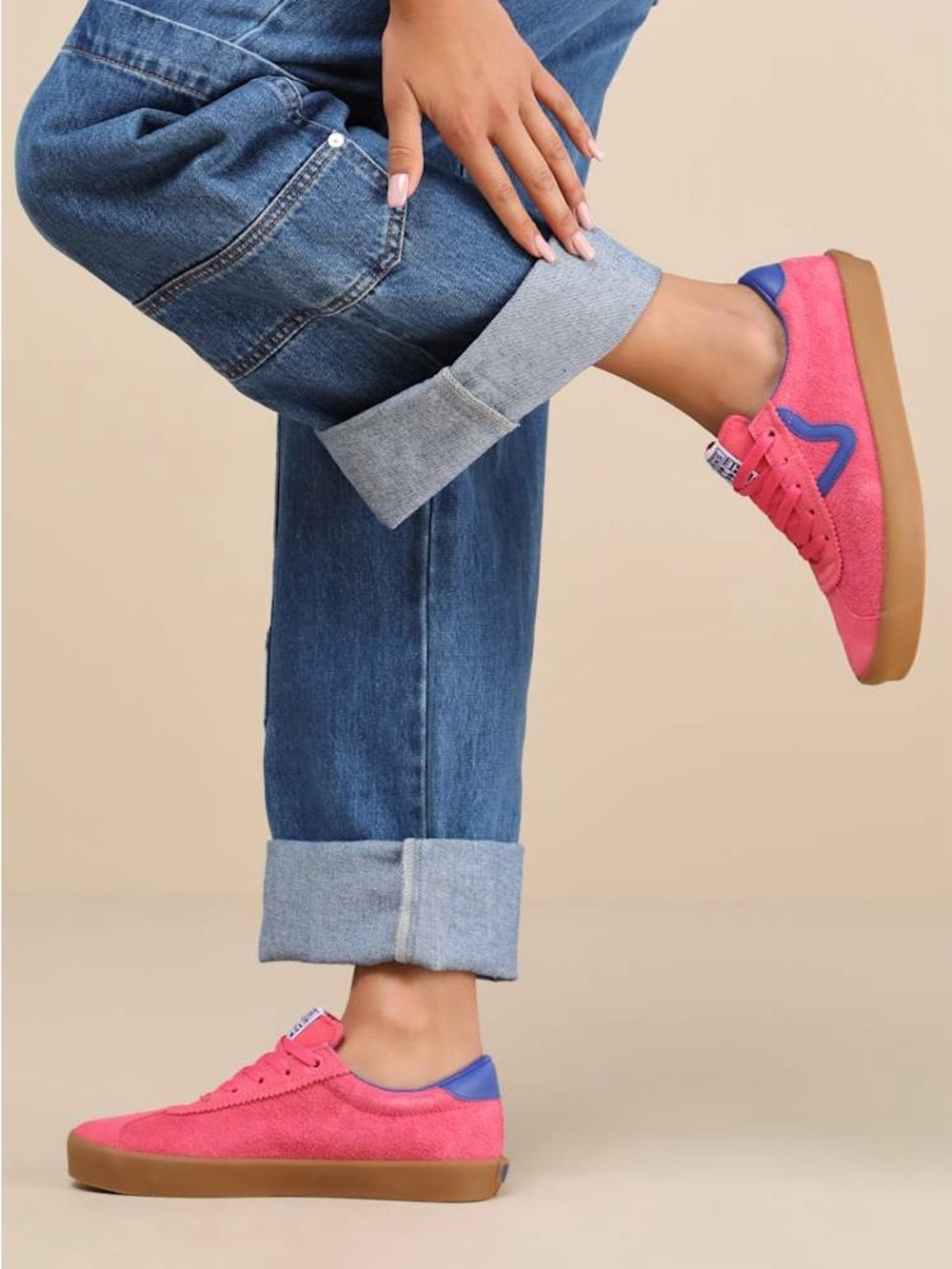 Vans Pink Blue Sport Low Bambino Honeysuckle Sneakers Woman’s Sz 8 Skater Indie